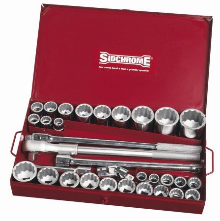 SIDCHROME SOCKET SET 3/4'' DRIVE MET/AF 32PC